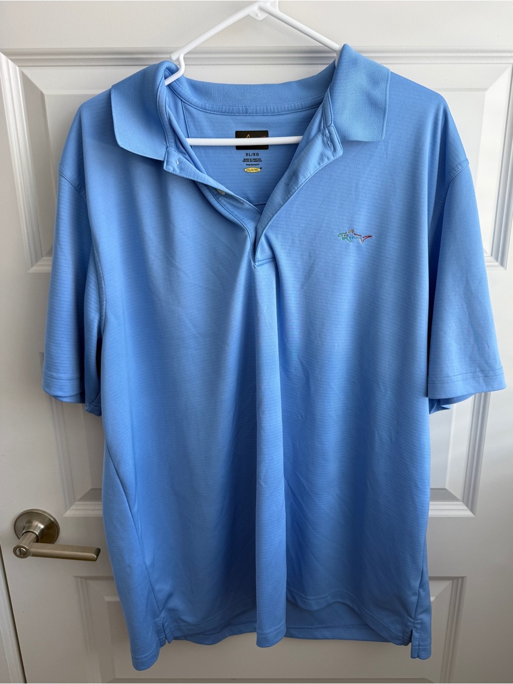 Greg Norman Men's Golf Polo Shirt Size XL, Blue Stripe, Short Sleeve, Play-Dry